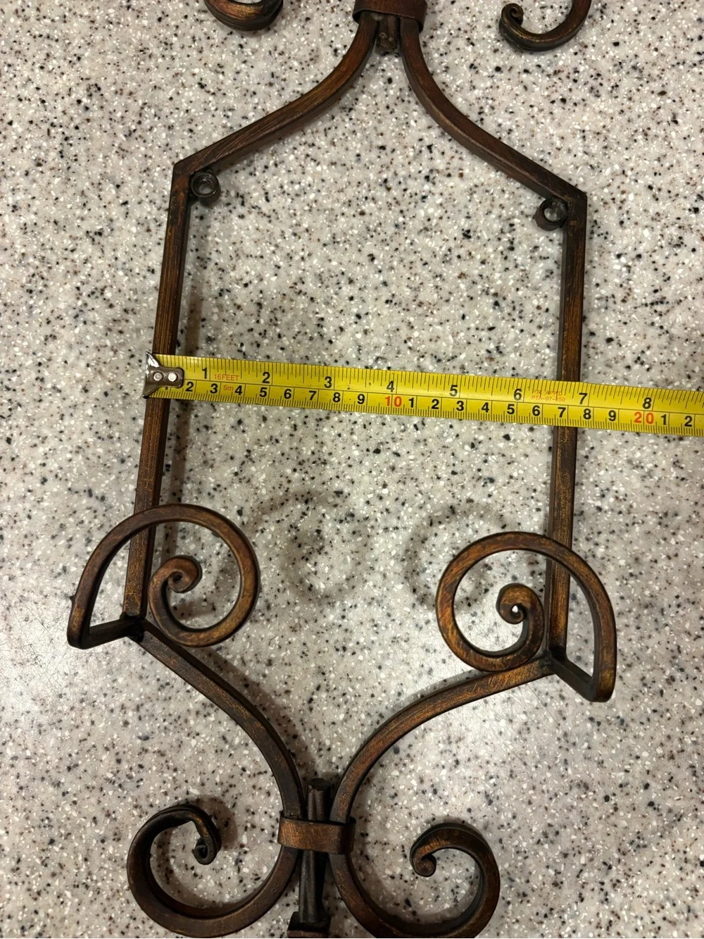 Ornate Traditional Brown Metal Hanging Plate Hanger Vertical Large